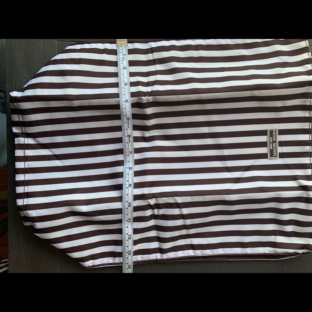 henri bendel Brown & White Vertical Stripe Tote - Picture 5 of 8